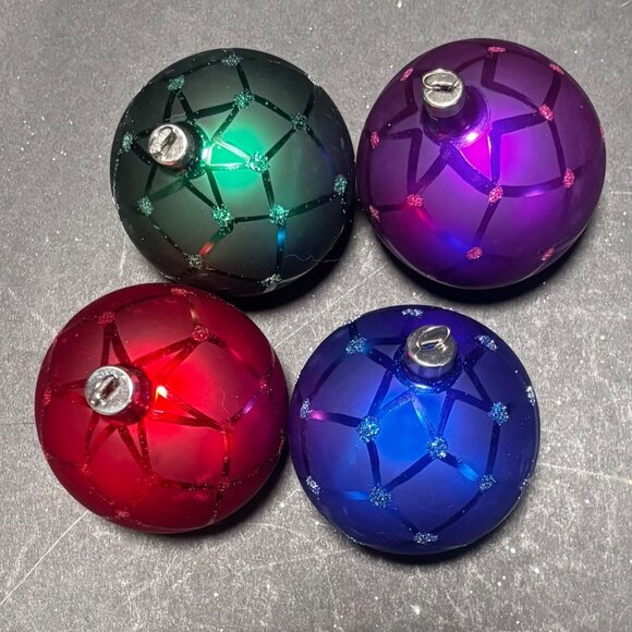 Trim A Home Christmas Ball Ornaments Set Of 4 Lattice Design Holiday VTG 1990s - Picture 1 of 3